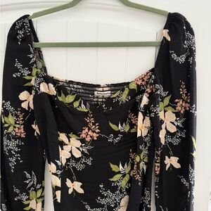 Reformation Black Floral Top